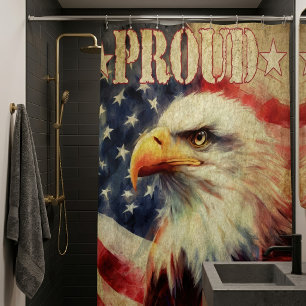 Stolz Amerikaner. Flag Bald Eagle und United Staat Duschvorhang