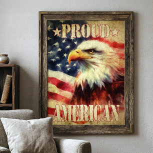Stolz Amerikaner. Flag Bald Eagle und United Staat Fotodruck