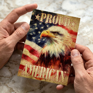 Stolz Amerikaner. Flag Bald Eagle und United Staat Postkarte