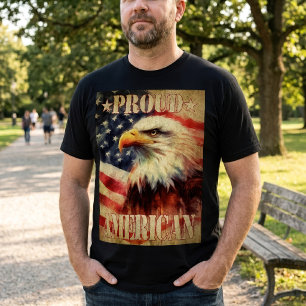 Stolz Amerikaner. Flag Bald Eagle und United Staat T-Shirt