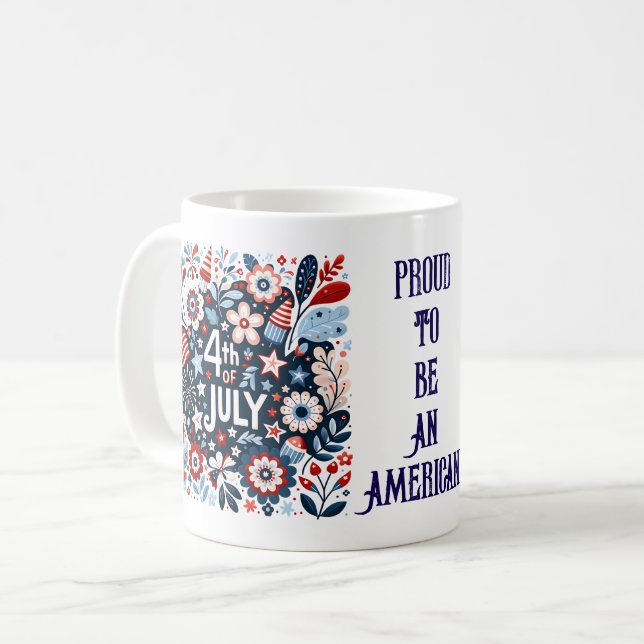 Stolz, Amerikaner zu sein - 4. Juli Kaffee Tasse (Vorderseite Links)