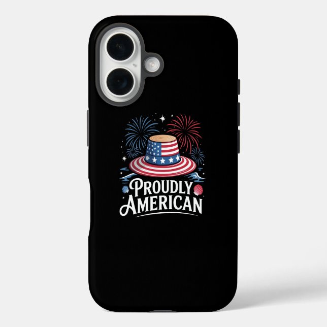Stolz amerikanisch - Patriotic Beach Sunhat iPhone 16 Hülle (Rückseite)