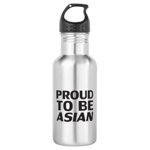 Stolz asiatisch, schwarze Buchstaben Edelstahlflasche