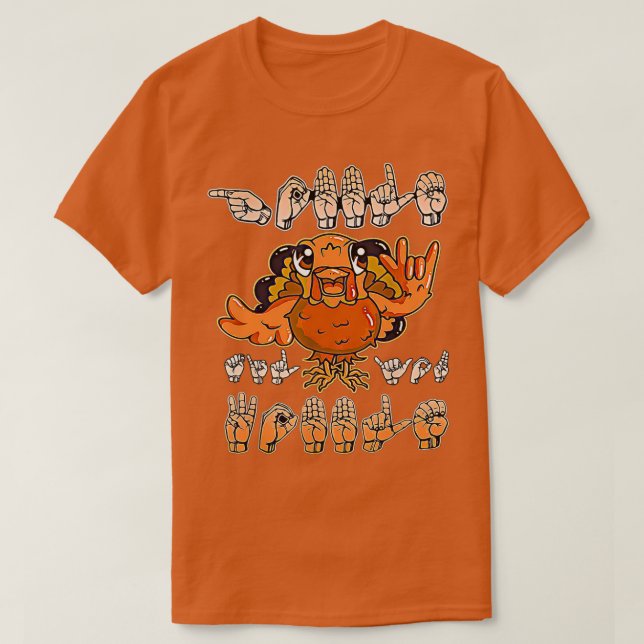 Stolz ASL Türkei Erntedank Language Handzeichen C T-Shirt (Design vorne)