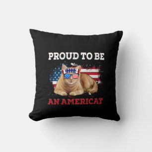 Stolz auf Ameriat Cat USA Flag Happy Vierte 4. Kissen