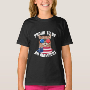 Stolz auf Ameriat Cat USA Flag Happy Vierte 4. T-Shirt