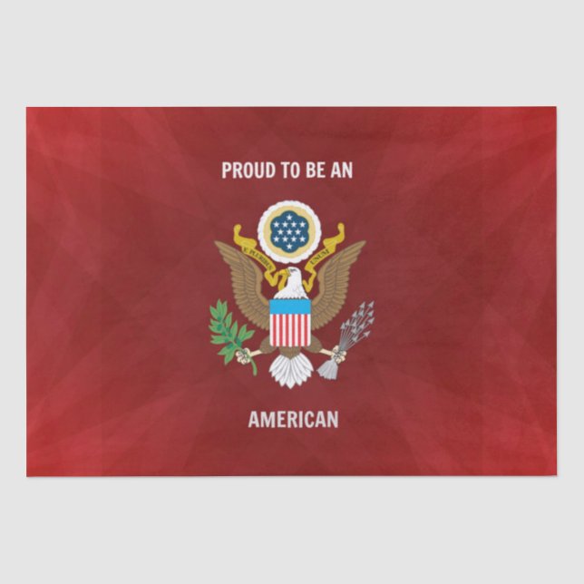 "Stolz auf Amerikaner", rot, weiß und blau, Seidenpapier (Vorderseite)
