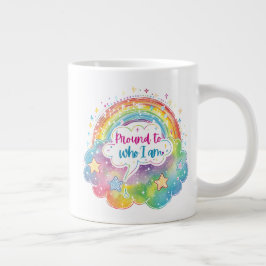 Stolz auf das, was ich bin Regenbogen Kunst Selbst Jumbo-Tasse