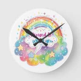 Stolz auf das, was ich bin Regenbogen-Kunst Selbst Runde Wanduhr
