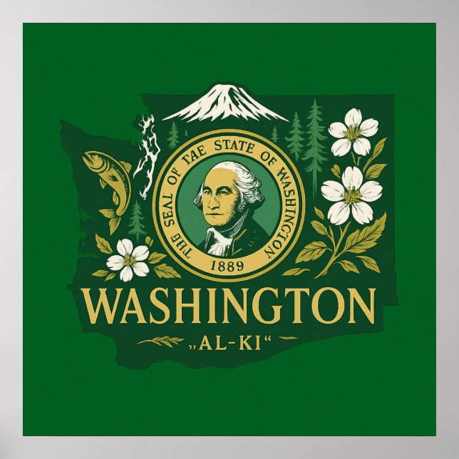 Stolz auf den Bundesstaat Washington Poster (Vorne)
