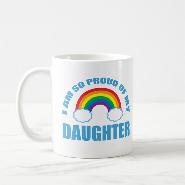 Stolz auf den Gay Pride meines Tochter-Regenbogens Kaffeetasse (Links)
