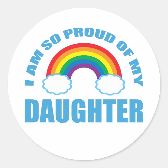 Stolz auf den Gay Pride meines Tochter-Regenbogens Runder Aufkleber (Vorderseite)
