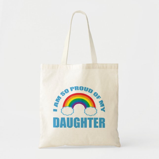 Stolz auf den Gay Pride meines Tochter-Regenbogens Tragetasche (Vorne)