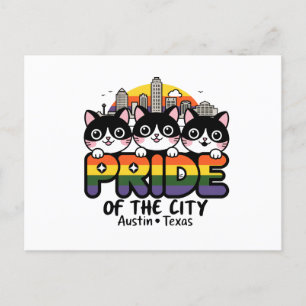 Stolz auf die Regenbogenflagge in Austin City Texa Postkarte