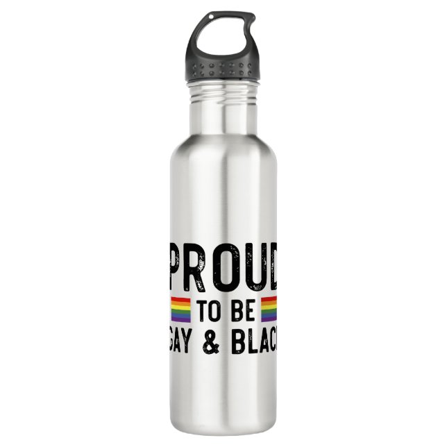 Stolz auf Gay und Black Pride Monat 2025 Edelstahlflasche (Vorderseite)
