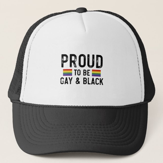 Stolz auf Gay und Black Pride Monat 2025 Truckerkappe (Vorderseite)