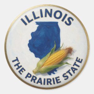 Stolz auf Illinois 🌾 Goldenes Präriegras Runder Aufkleber