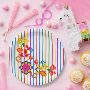 Stolz auf Latino Babydusche Floral und Streifen Pappteller