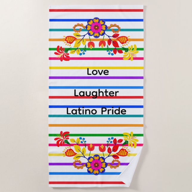 Stolz auf Latino Babydusche | Floral und Streifen Strandtuch (Vorderseite)