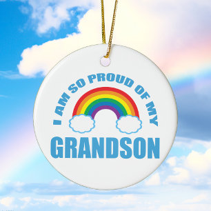Stolz auf mein Enkel Rainbow Weihnachten Keramik Ornament