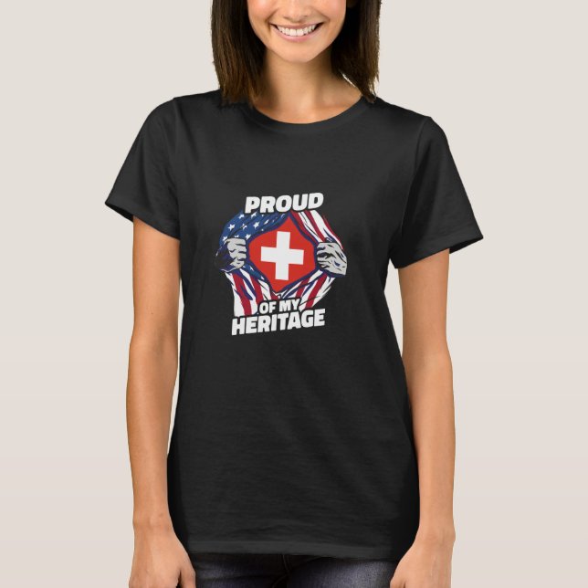 Stolz auf mein Erbe - Patriotische Schweizer Ameri T-Shirt (Vorderseite)