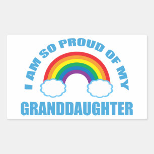 Stolz auf meine Enkeltochter Rainbow Grandparent Rechteckiger Aufkleber