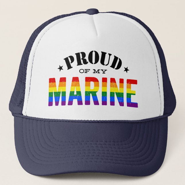 Stolz auf meine Gay-Marine-Regenbogenflagge Truckerkappe (Vorderseite)