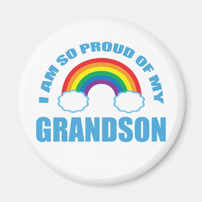 Stolz auf meine Grandson Rainbow Grandeltern Magnet (Vorne)