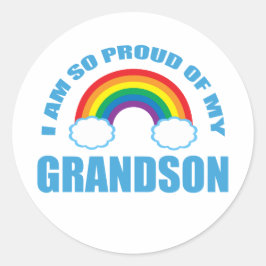 Stolz auf meine Grandson Rainbow Grandeltern Runder Aufkleber
