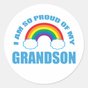 Stolz auf meine Grandson Rainbow Grandeltern Runder Aufkleber