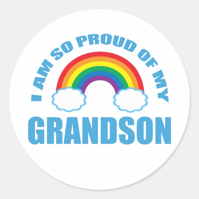 Stolz auf meine Grandson Rainbow Grandeltern Runder Aufkleber (Vorderseite)