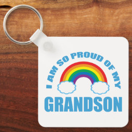 Stolz auf meine Grandson Rainbow Grandeltern Schlüsselanhänger