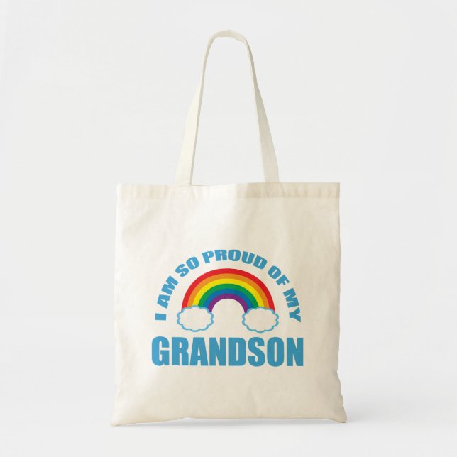 Stolz auf meine Grandson Rainbow Grandeltern Tragetasche (Vorne)