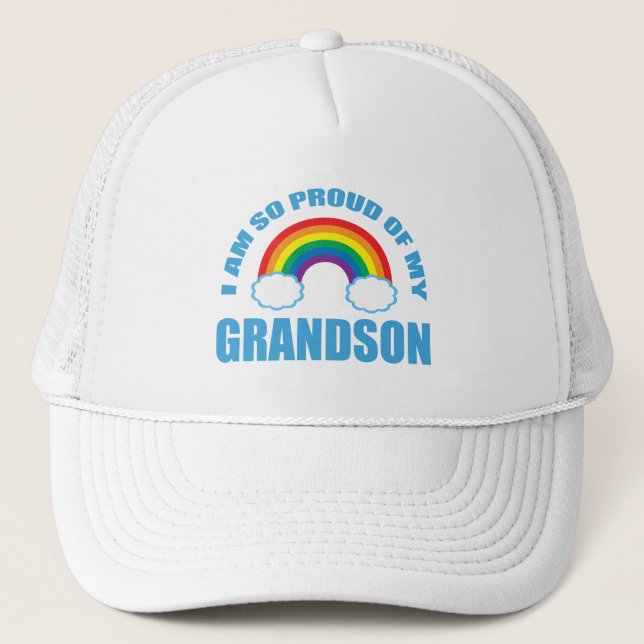 Stolz auf meine Grandson Rainbow Grandeltern Truckerkappe (Vorderseite)
