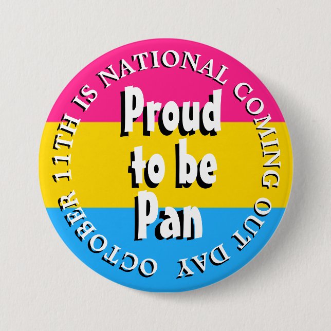 Stolz auf Pan, 11. Oktober Coming Out Day Button (Vorderseite)