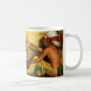 Stolz auf seine Bilanz hinweisend Kaffeetasse