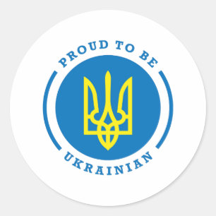 Stolz auf ukrainisches Zeichen mit Wappen Runder Aufkleber