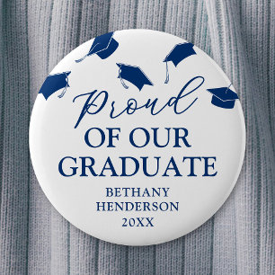 Stolz auf unseren Graduate Blue Abschluss Button