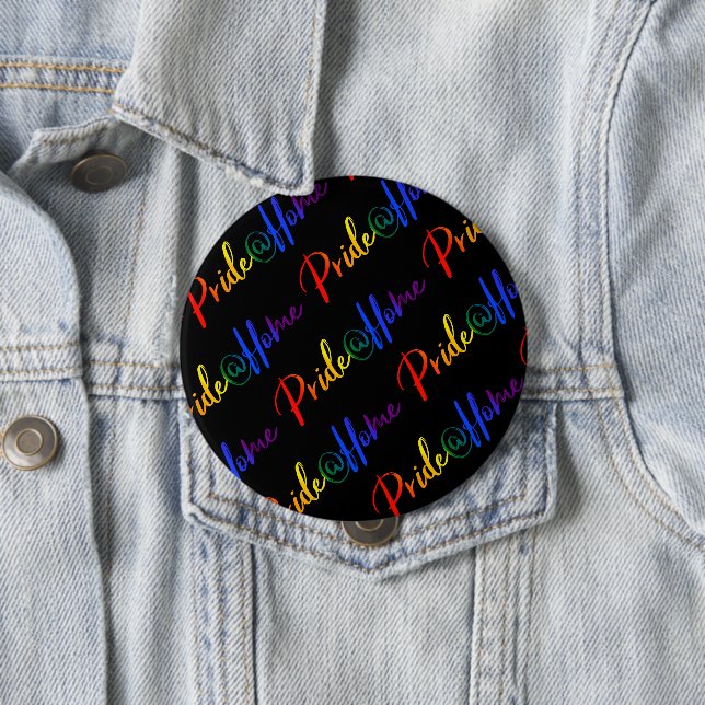 Stolz auf Zuhause LGBT-Regenbogenfarben Typografie Button (Beispiel)