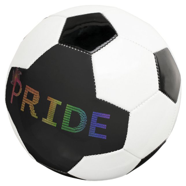 Stolz-Aufkleber - Regenbogen-Text Fußball (Dreiviertel)