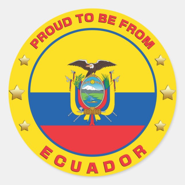 Stolz aus Ecuador. Runder Aufkleber (Vorderseite)