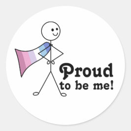 Stolz bin ich Bigender Pride Superheld Runder Aufkleber