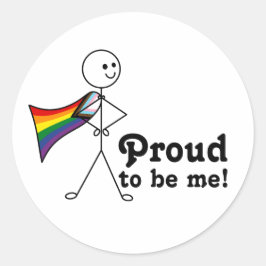 Stolz bin ich LGBTQ+ Rainbow Quasar Progress Prid Runder Aufkleber