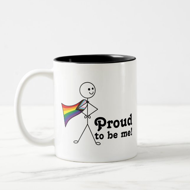 Stolz bin ich LGBTQ+ Rainbow Quasar Progress Prid Zweifarbige Tasse (Links)