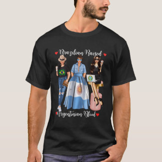 Stolz Brasilianer mit argentinischen Blutflaggen-W T-Shirt