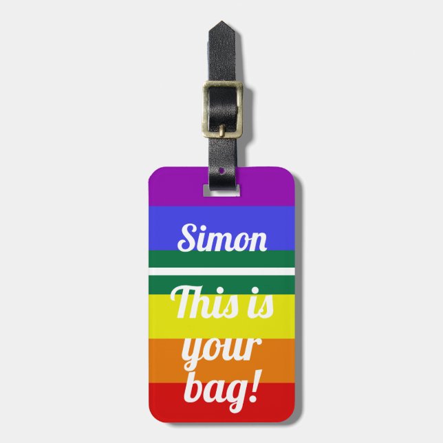 Stolz Das ist Ihre Tasche Funny Rainbow LBGT Gepäckanhänger (Vorderseite vertikal)
