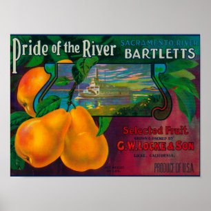 Stolz der Fluss-Birnen-Kiste LabelLocke, CA Poster