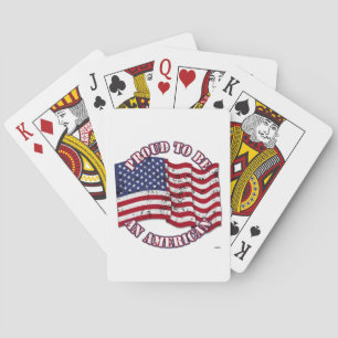 Stolz, ein Amerikaner mit US-Fahne bedrückt zu sei Spielkarten