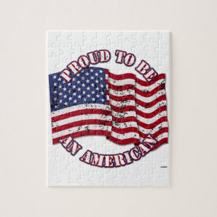 Stolz, ein Amerikaner mit USA-Flagge distressed zu