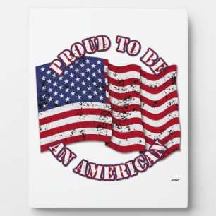 Stolz, ein Amerikaner mit USA-Flagge distressed zu Fotoplatte